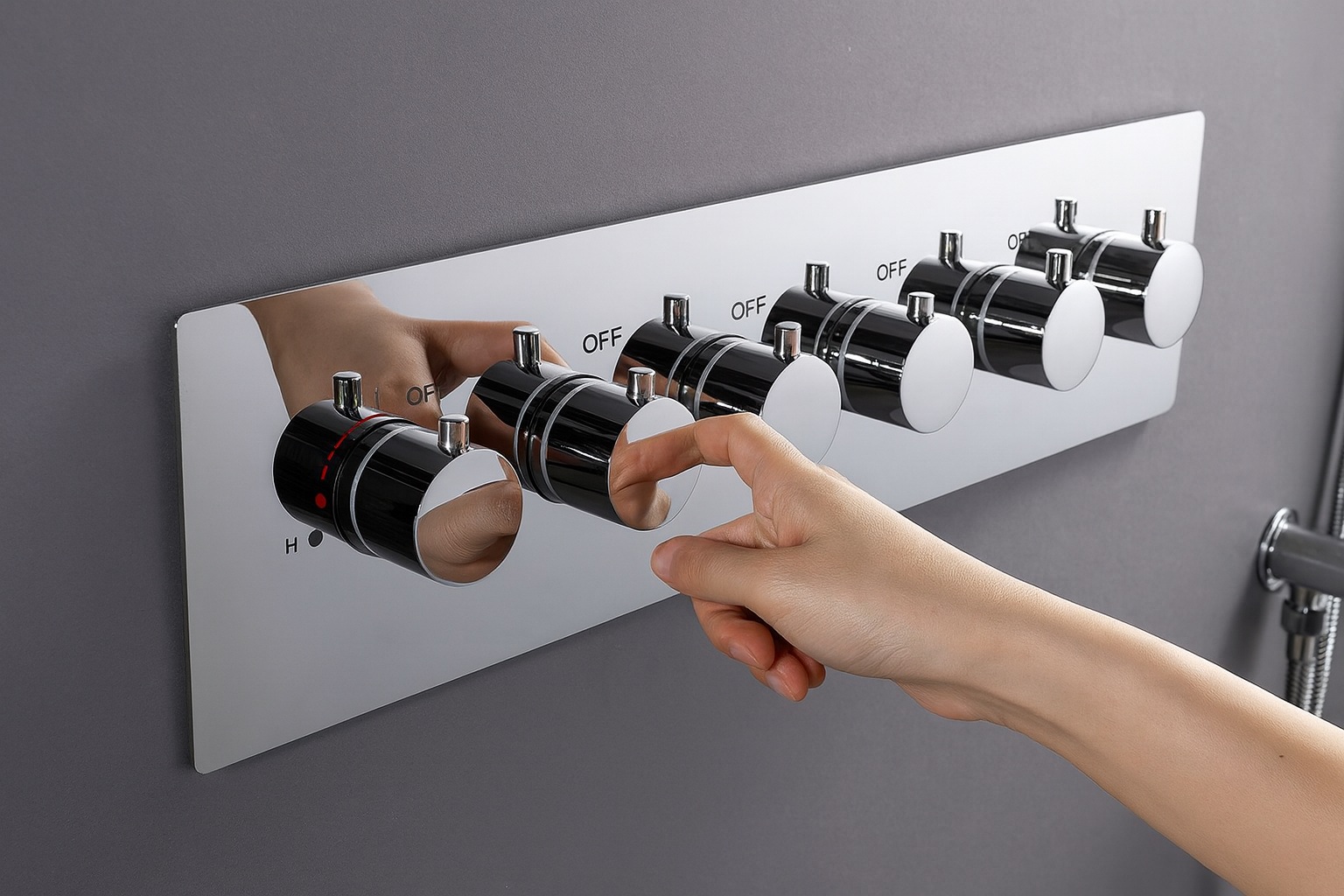 FontanaShowers thermostatic shower valve and diverter trim for multi outlet showers
